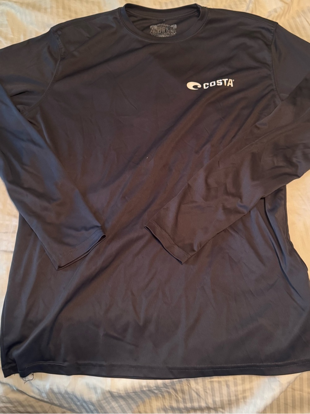 Costa Long Sleeve Performance Tee in Navy Blue with White Logo